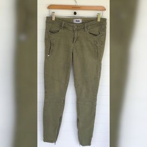Paige Fatigue Green Cargo Skinny Zip Olive Pants Solid Basic Casual